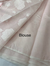 Supernet saree with applique work MCJ8432- Pastel PalePink