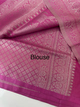 Silver zari woven soft silk saree with brocade blouse MSB5666 Magenta