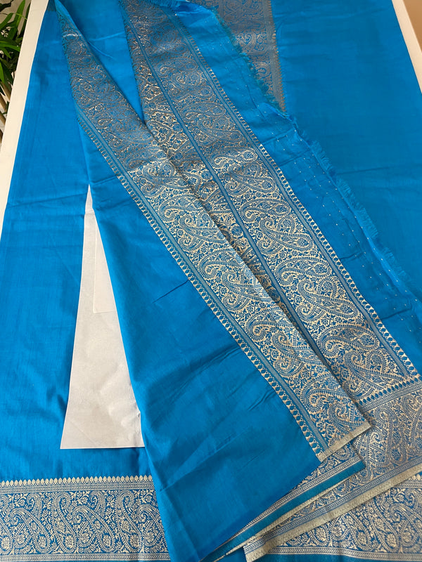 Blended tussar silk saree with Banarasi border FBTW3026