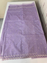 Glassy tissue organza saree with embroidery FKSF121- Lavender