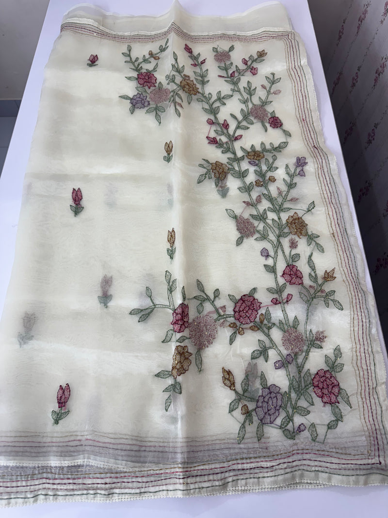 Tissue Organza saree with kanta embriodery MS15600