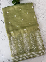 Designer tissue georgette-Organza sarees with blouse MS14927 DustyGreen
