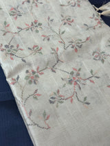 Blended tussar saree with embriodery - MS8665 Creame