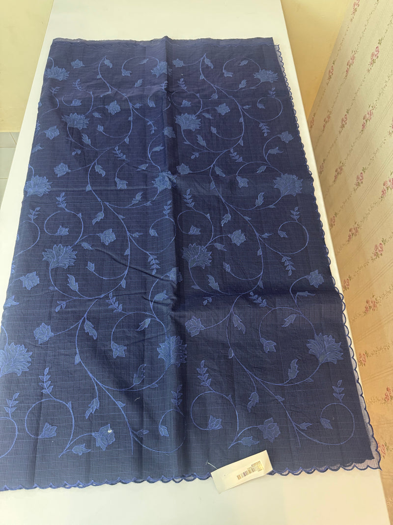 Kota silk cotton saree with applique work MS81788 -DarkBlue