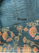 Kalamkari Printed Blended matka Tussar silk saree with kant work JSDNIYY
