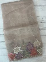 Handworked glass organza saree with applique work- MSHW227- GreyBeige