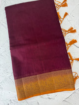 Jute silk sarees with contrast pallu & blouse MJL396