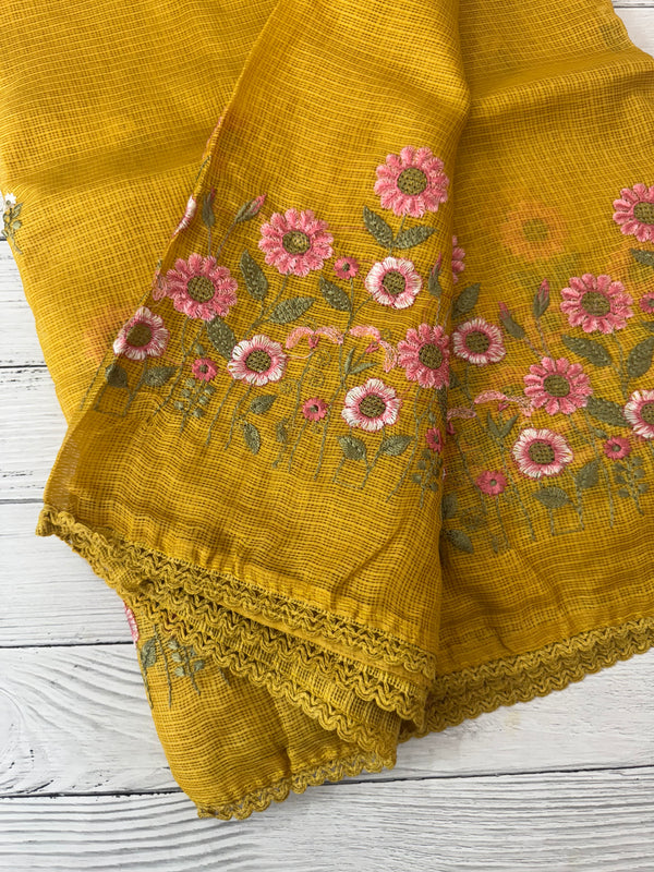 Soft kota checks saree with embroidery - SVPSNM