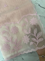 Khadi supernet saree with net applique borders MSH208 PastelPink