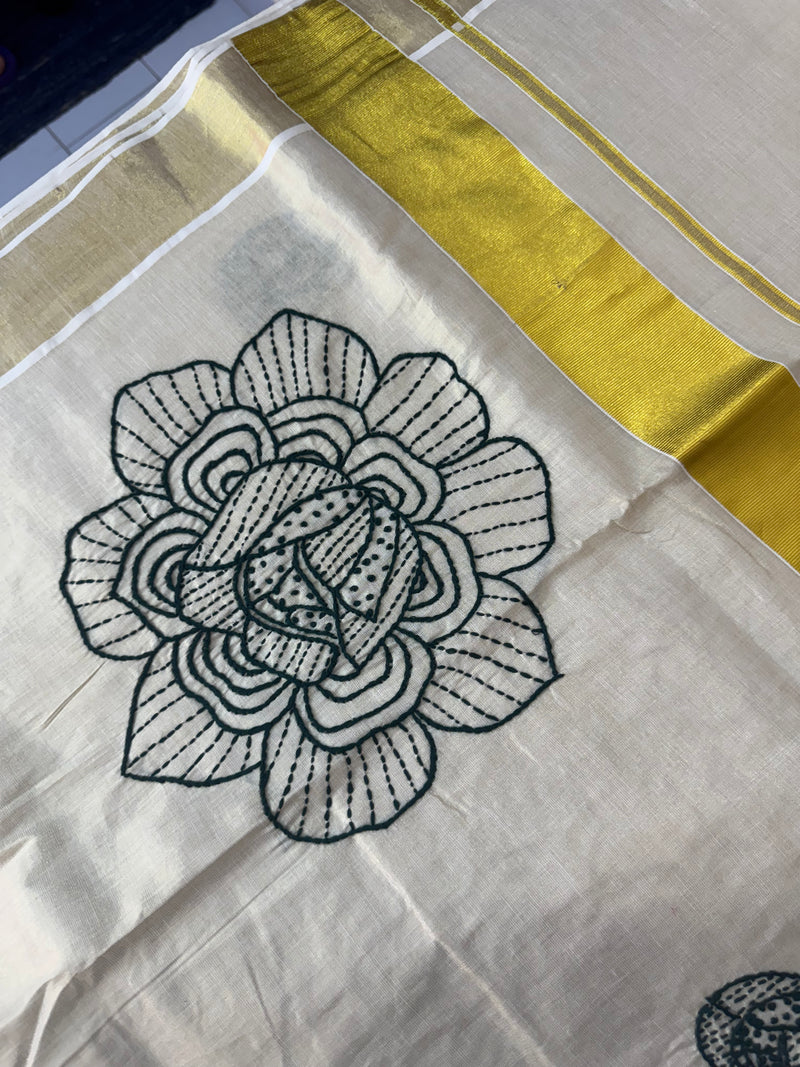 Kerala tissue saree with kanta embriodery
