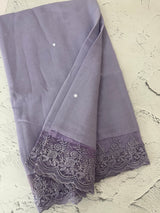 Soft crushed chanderi crepe silk saree with lace borders MLS466
