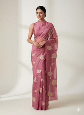 Organza saree with tissue applique work MMG62 -