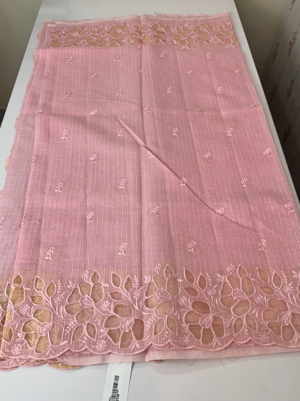 Soft kota silk saree with applique work MS85432 Pink