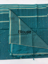 Tussar mix soft silk saree with Retta pettu borders - MST988 Teal