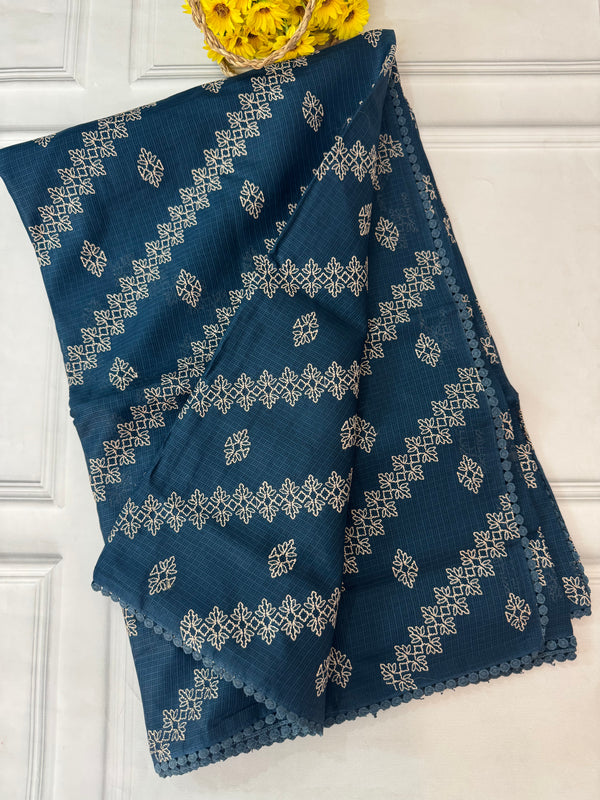 Soft kota silk saree with embriodery MS14808 Midnight Blue