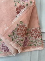 Embriodery kota silk saree MNEKS422 Peach