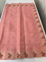 Satin finish kosa tussar saree with cutwork - MSH205 PeachPink