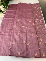 Blended crepe tussar saree with embriodery SSPNMNR- Onion Pink