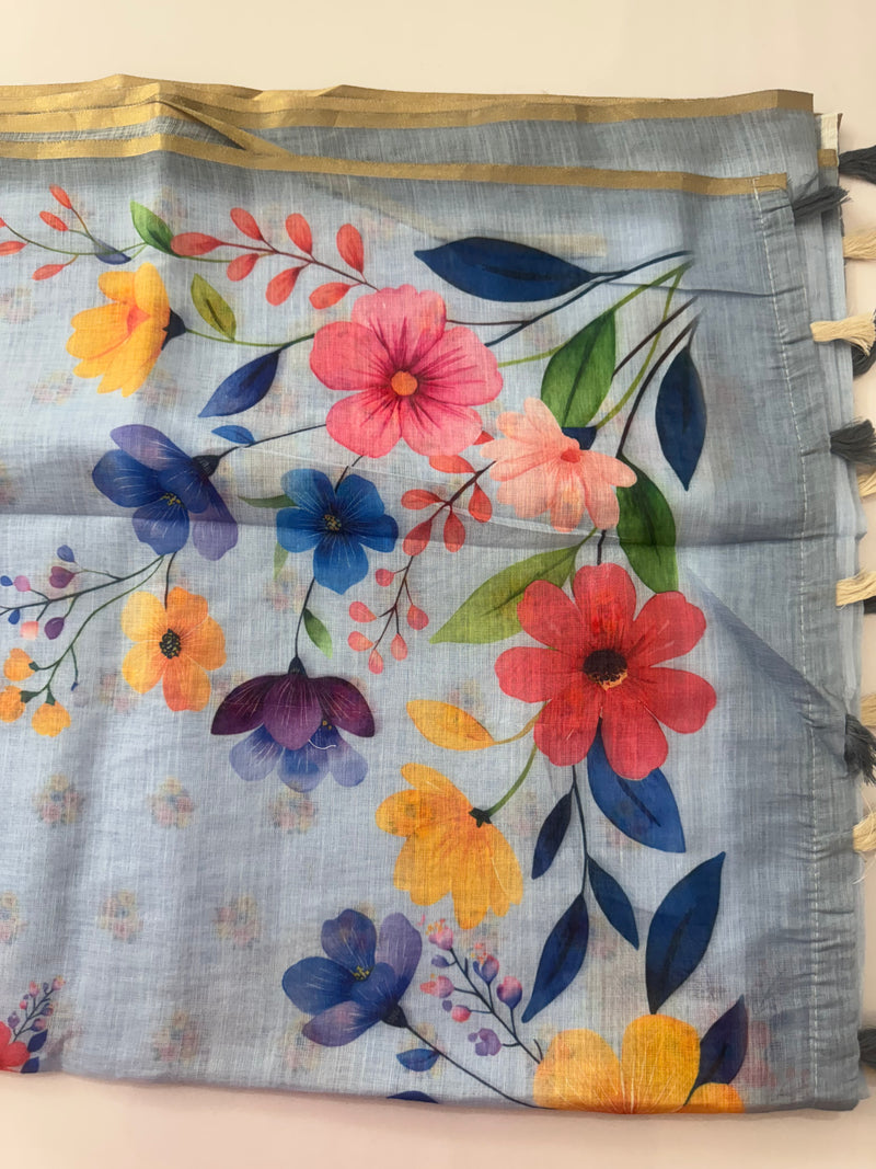 Digital printed semi Linen Saree MLS615- 6