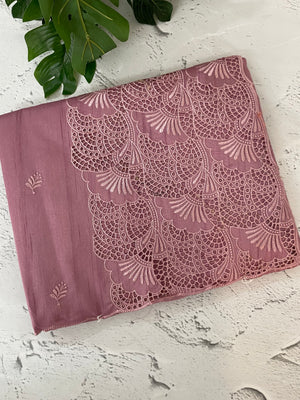 Cutwork Semi tussar saree MTSS657 DustyOnion