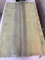 Tissue Linen Saree with embroidery MRS786- Pastel PistaGreen