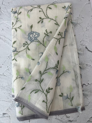 Soft Netkota saree with cross stitch embroidery MSH210