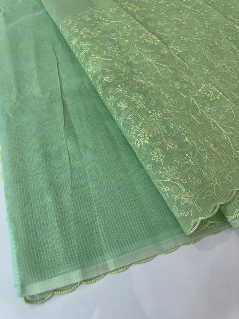 NetKota thread work saree MSH106 - Pastel PistaGreen