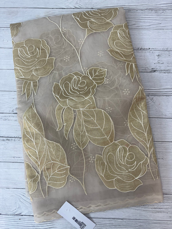 Organza saree with tissue applique work MS5081- CloudGrey