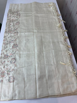 Blended tussar saree with embriodery - MS8665 Cream