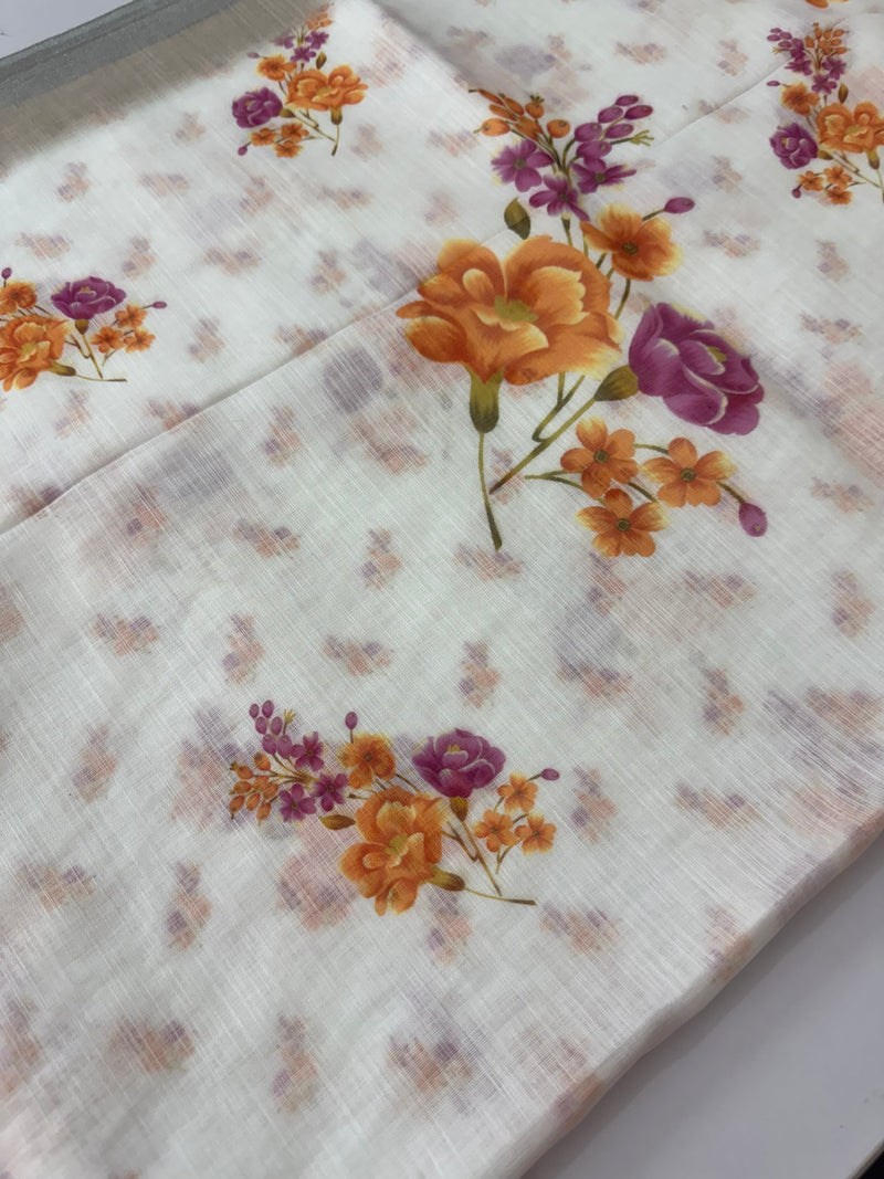 Digital printed semi Linen Saree MLS615- 22