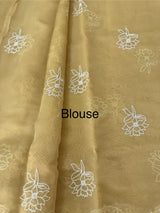 Georgette - Organza saree with embroidery work MS5089 Yellow