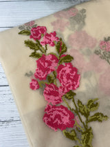 Viscose organza saree with cross stitch embroidery MS5089- PeachyPink