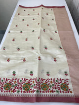Blended tussar silk saree with embroidery- MSH490