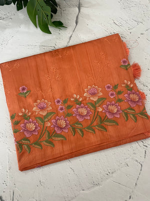 Art tussar saree with embroidery MST677