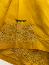 Crushed Blended tussar silk saree with embroidery- MSB7982 Mustard