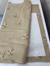 Kota  checks saree with embroidery - MS7679 Beige