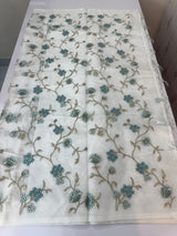 White Supernet saree with embroidery MSH153