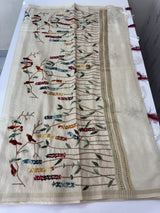 Blended tussar silk saree with hand kanta work - MS14855