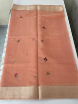 Soft Tissue linen Silk embriodery saree MS49876