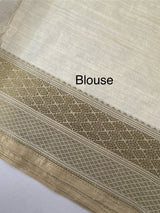 Blended tussar silk saree with embroidery- MSH490