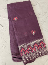 Soft kota checks saree with embroidery - MS7645 Mauve