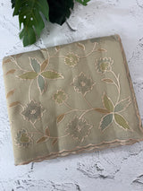 Moonga checks saree with prints and embroidery MSH154- DuskyOlive