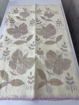 Mul chanderi tissue applique work saree MSH177