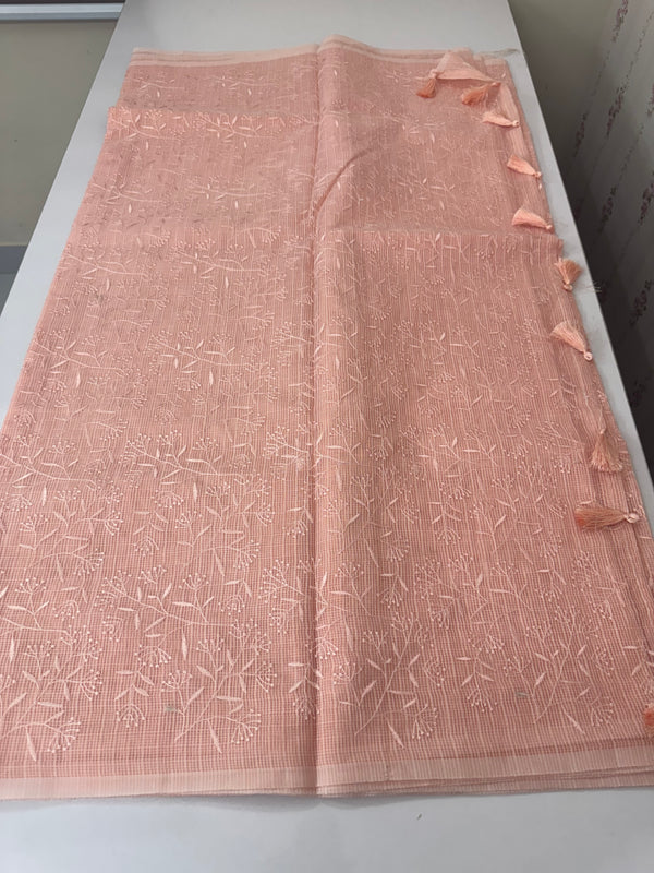 NetKota thread work saree MS22100 - Peach