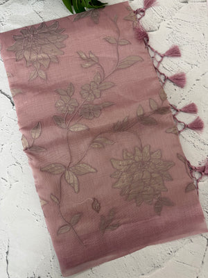 Tissue chanderi saree with applique work MSH699 - DustyOnion