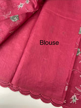 Crushed Blended tussar silk saree with embroidery- MSB7666 CranBerry