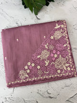 Cutwork Semi tussar saree MTSS674 OnionPink