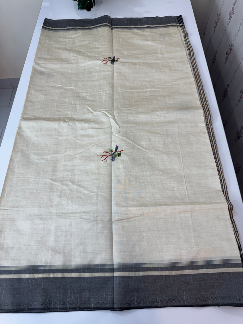 Blended tussar silk saree with hand embroidery MS40488