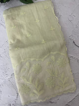 Khadi supernet saree with net applique borders MSH208 PastelGreen