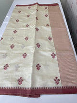 Blended tussar silk saree with embroidery- MSH490
